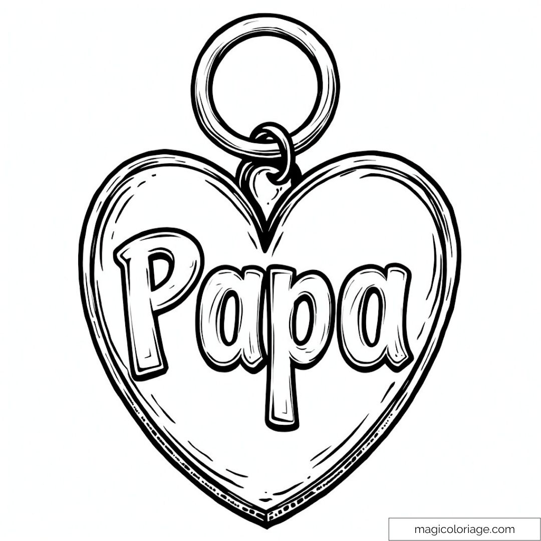 Cœur à colorier avec le mot "Papa"
