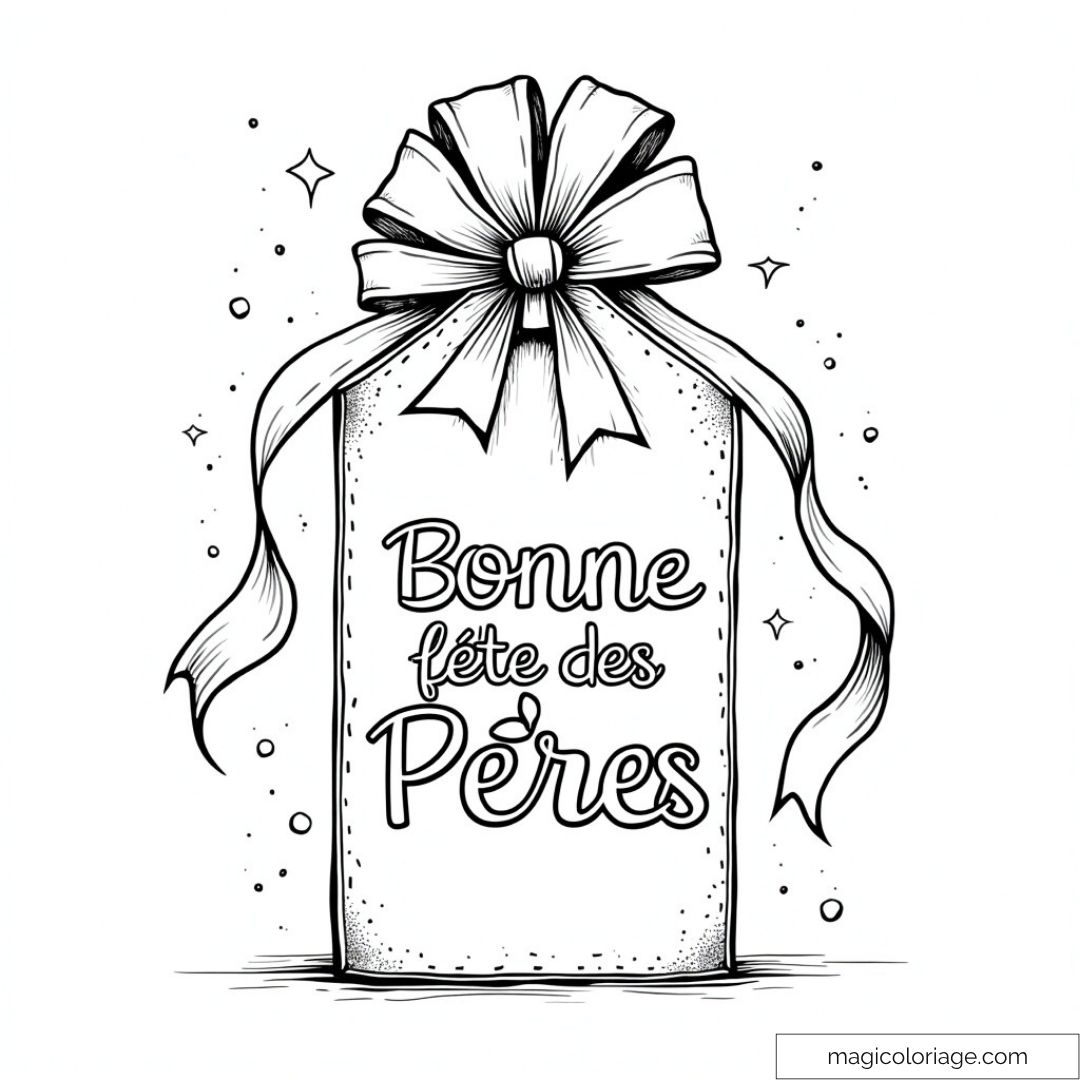 Dessin de cadeau de la Fête des Pères avec ruban et message