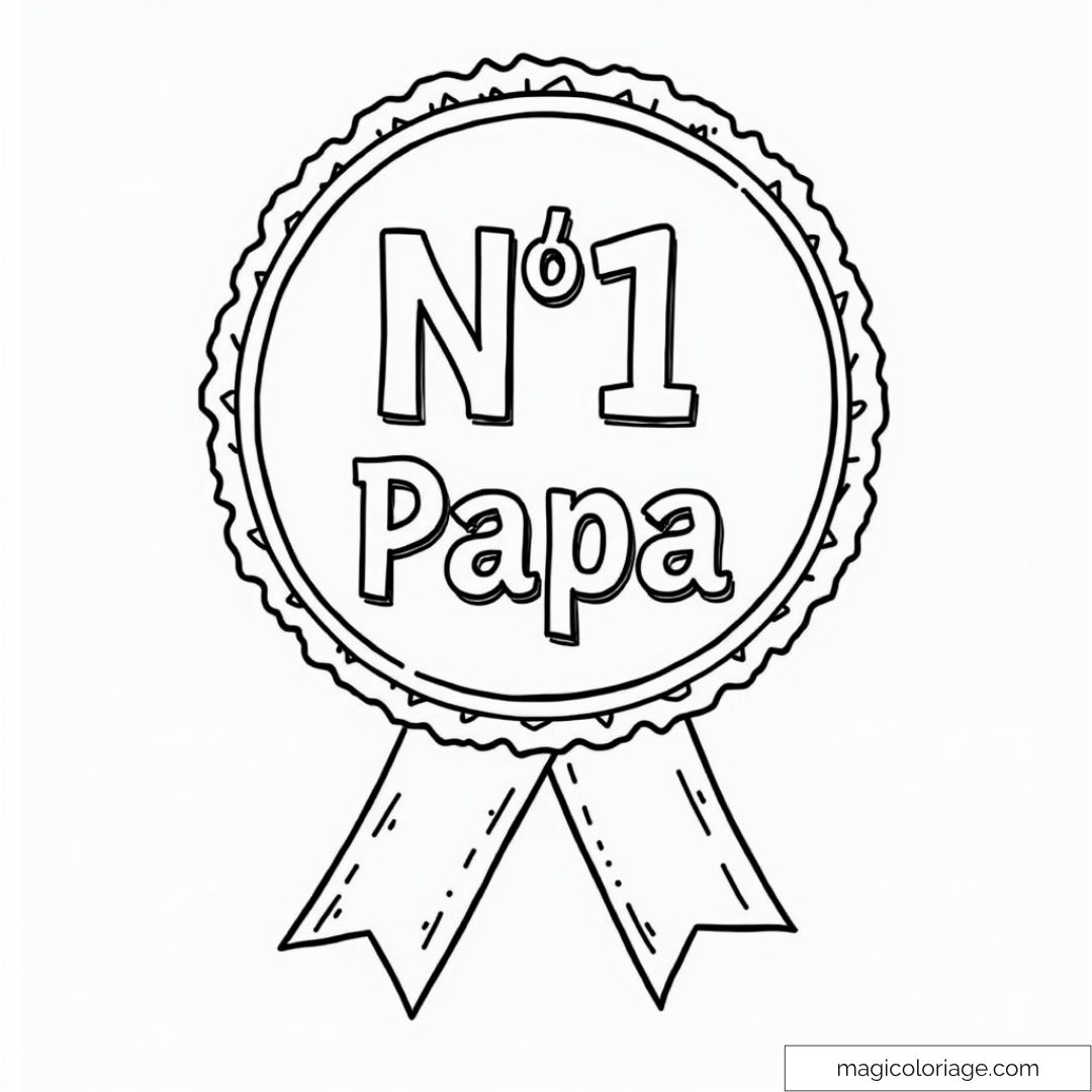Dessin de médaille avec texte "N°1 Papa" pour Fête des Pères