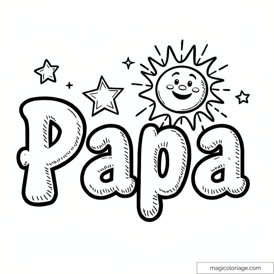 Image d'un dessin à colorier avec le mot "Papa"