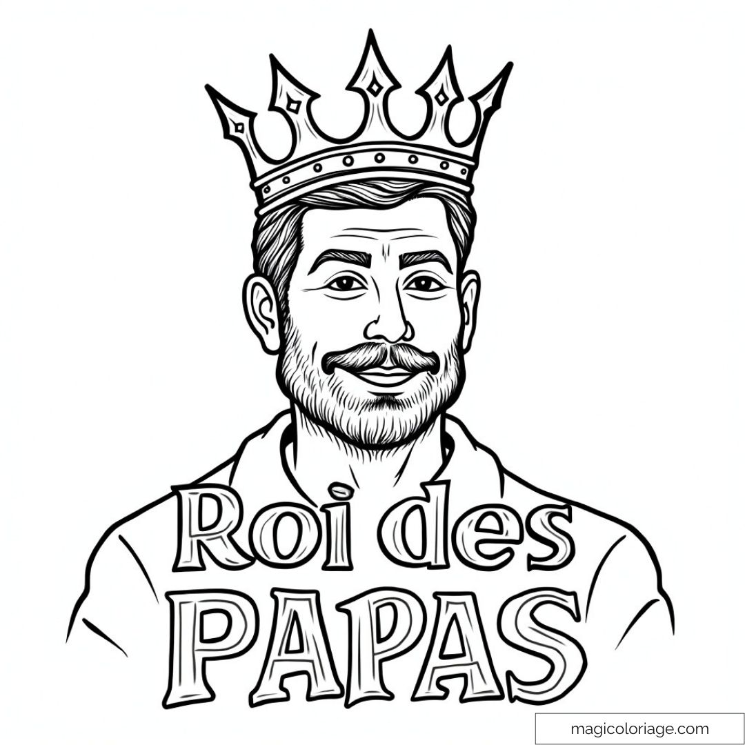 Dessin d'un papa souriant portant une couronne