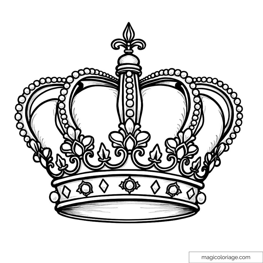 Coloriage d'une élégante couronne ornée de bijoux.