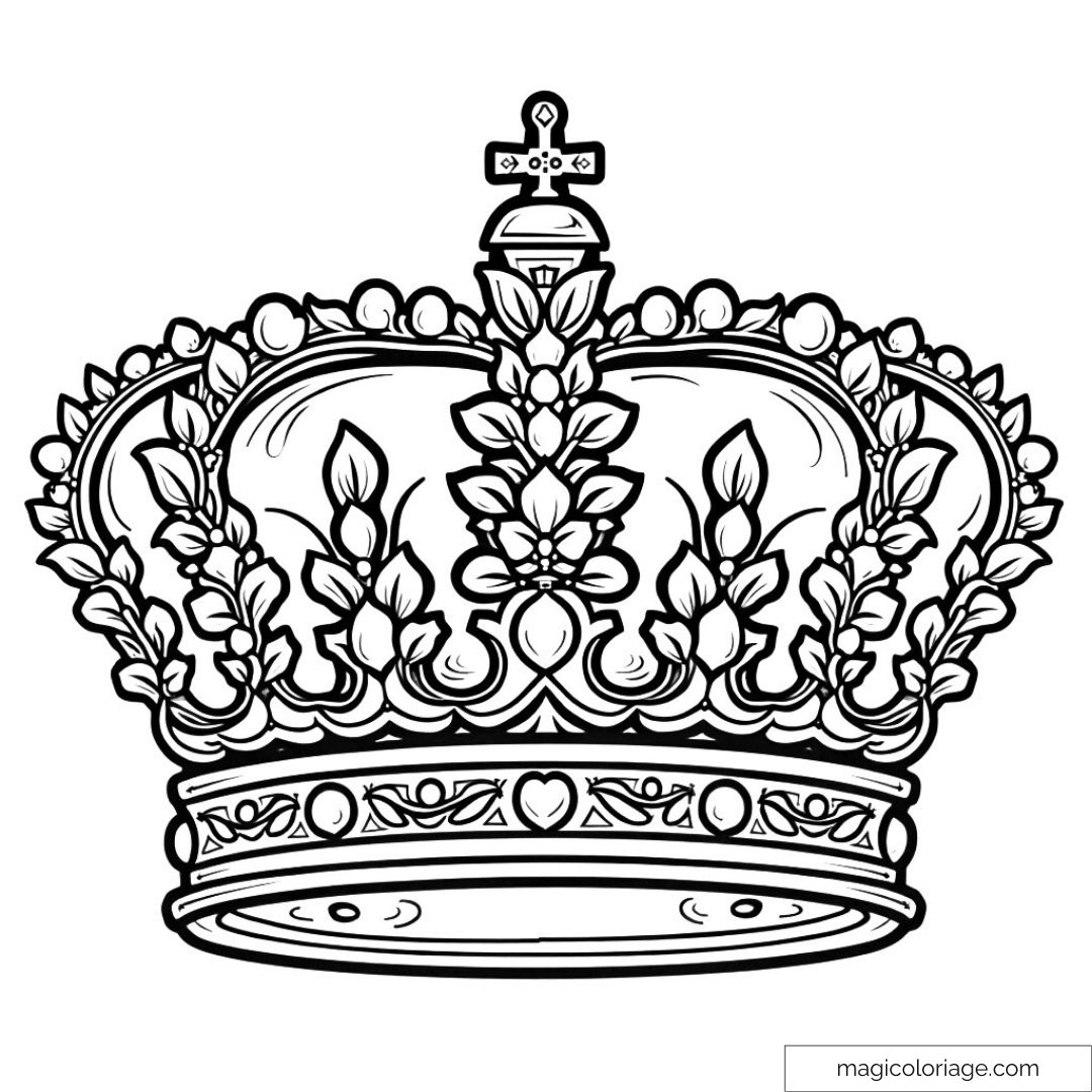 Dessin détaillé de couronne royale à colorier