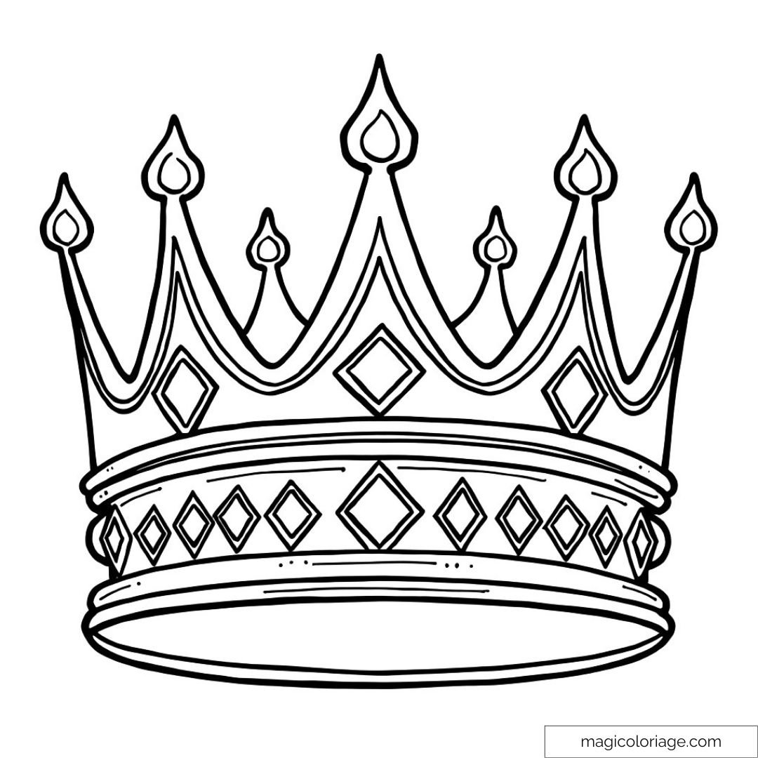Image d'une couronne royale ornée de gemmes à colorier