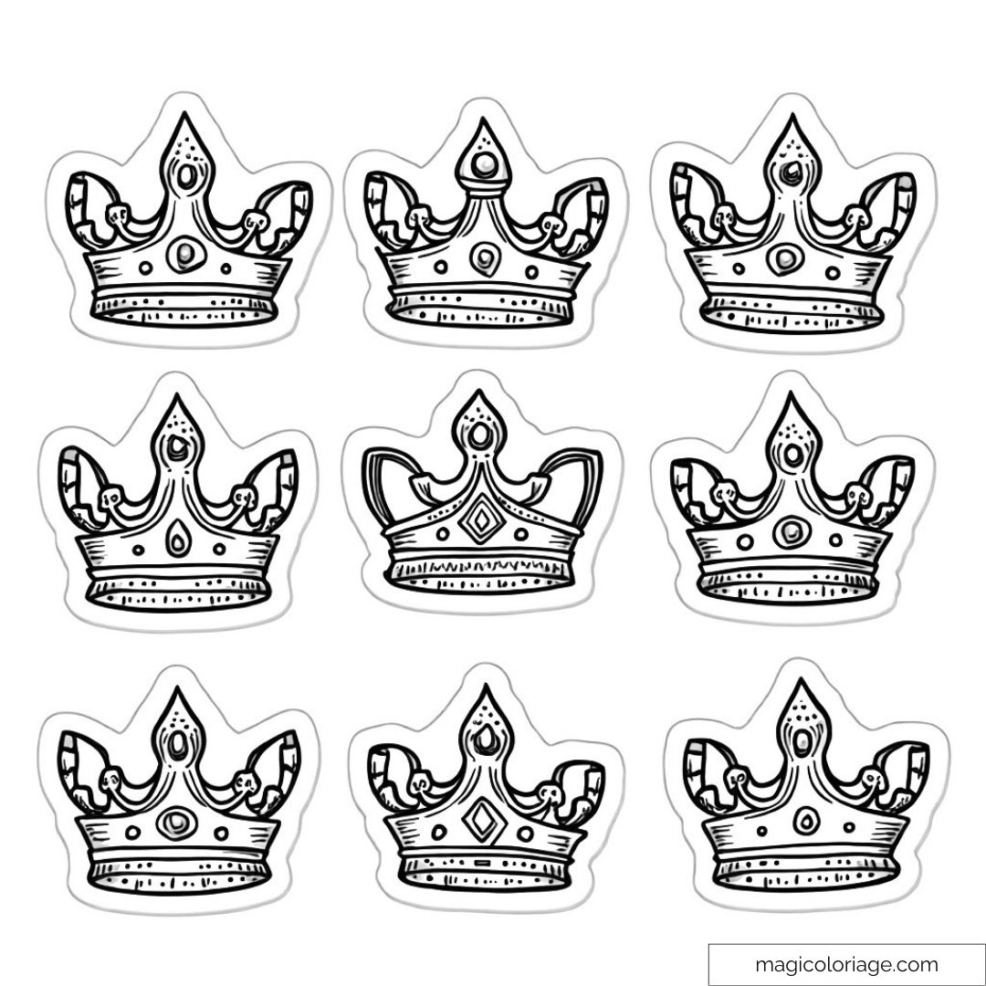Image de couronnes détaillées pour coloriage créatif