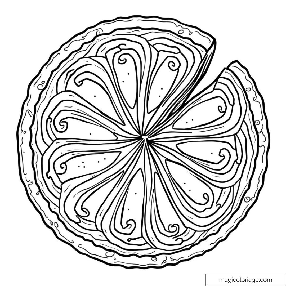 Image de tranche de citron avec détails pour coloriage créatif.