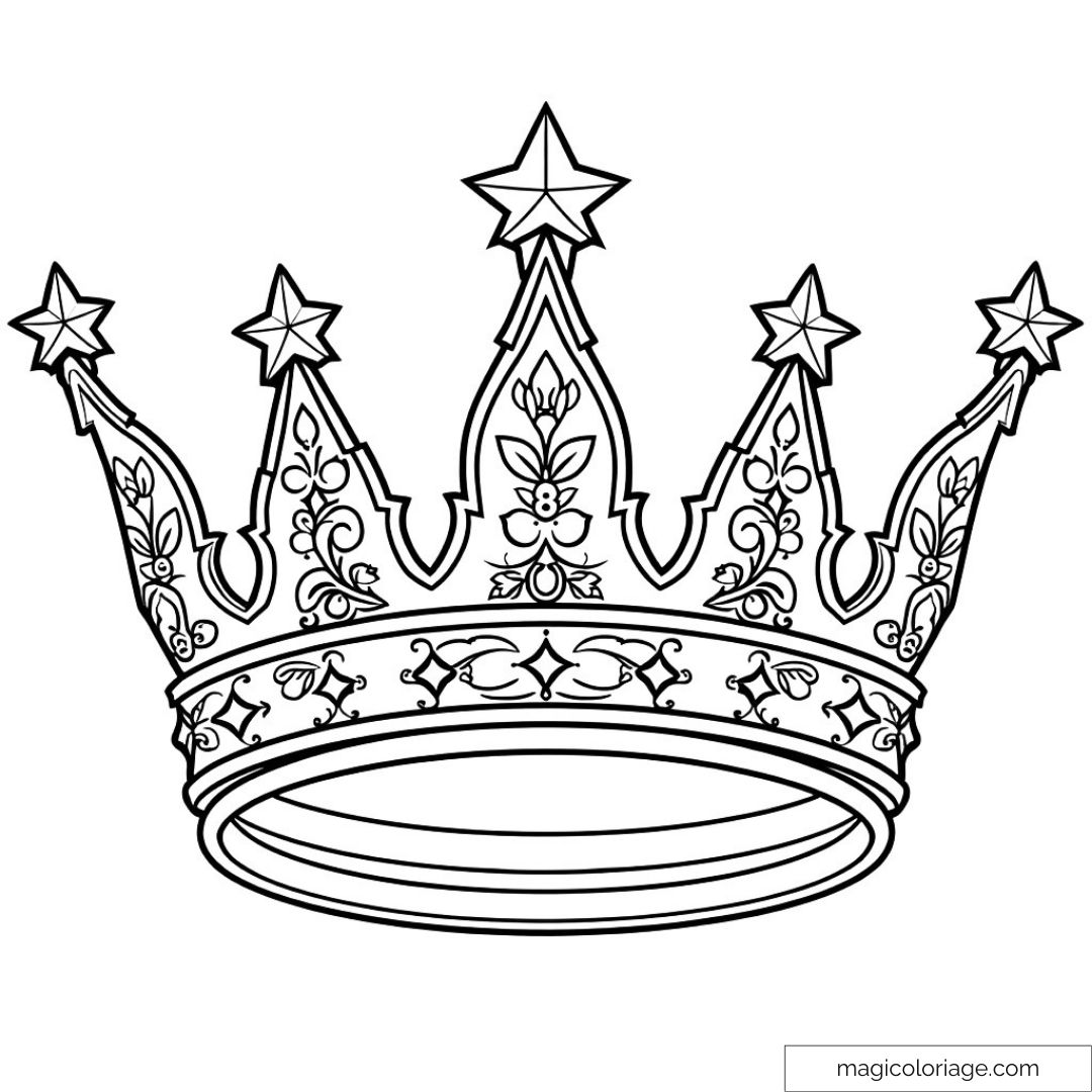 Couronne royale avec étoiles et motifs floraux élégants