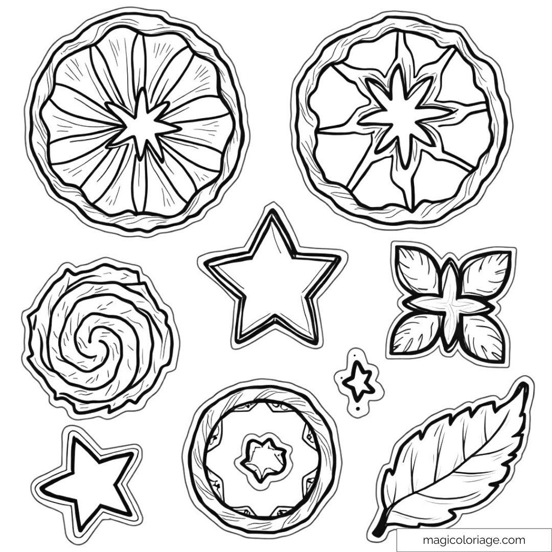 Dessin de formes géométriques et nature à colorier