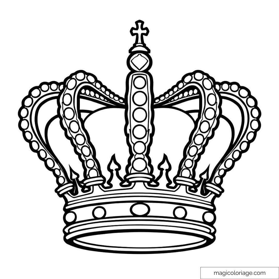 Couronne royale à colorier avec détails à embellir