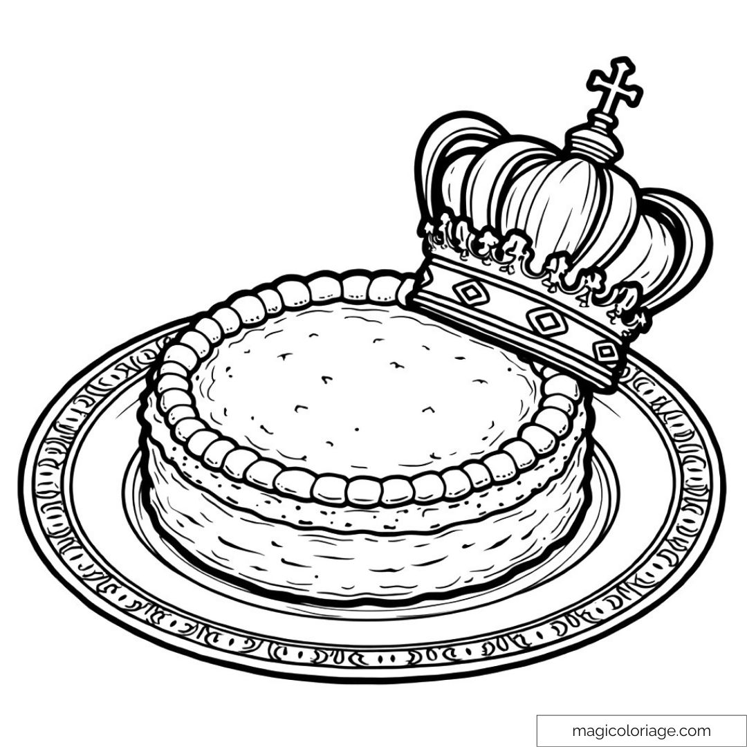 Image de galette des rois ornée d'une couronne sur une assiette