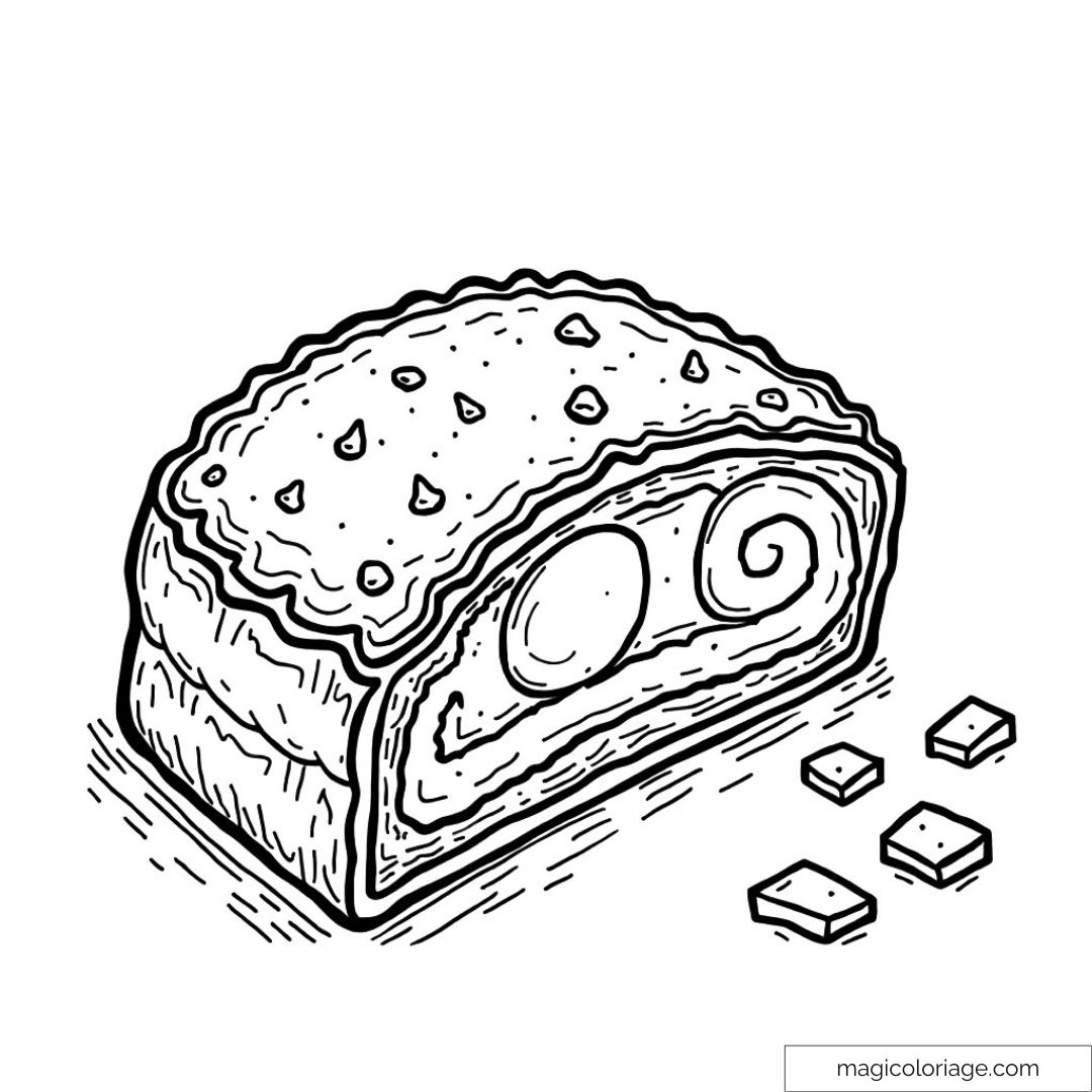Dessin de gâteau appétissant en tranches avec décoration