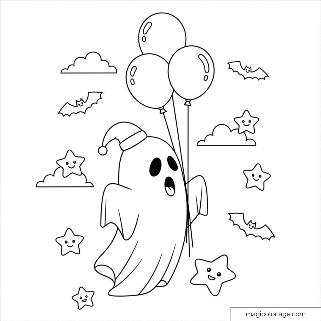 Image de fantôme mignon avec ballons