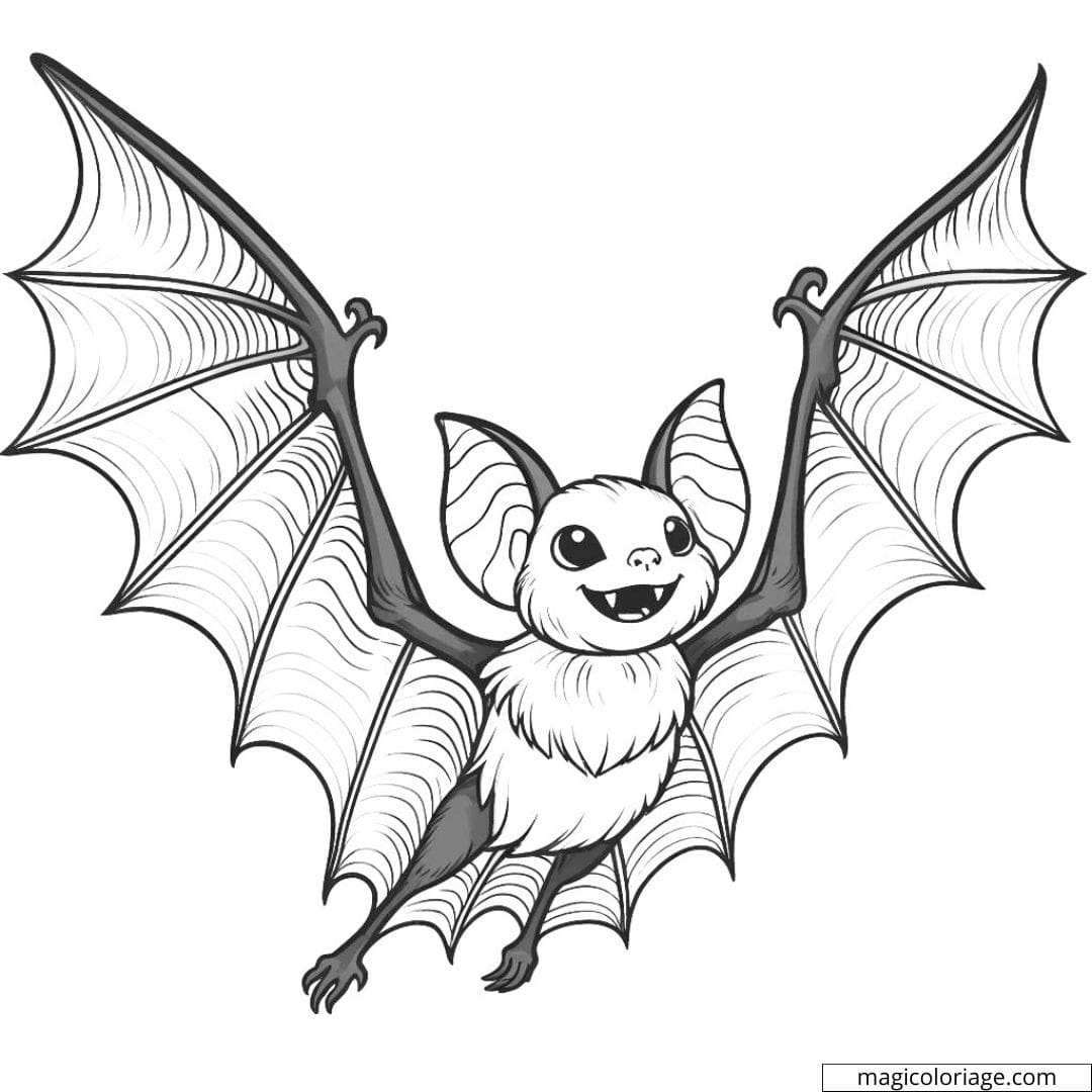 Coloriage Halloween de chauve-souris volante