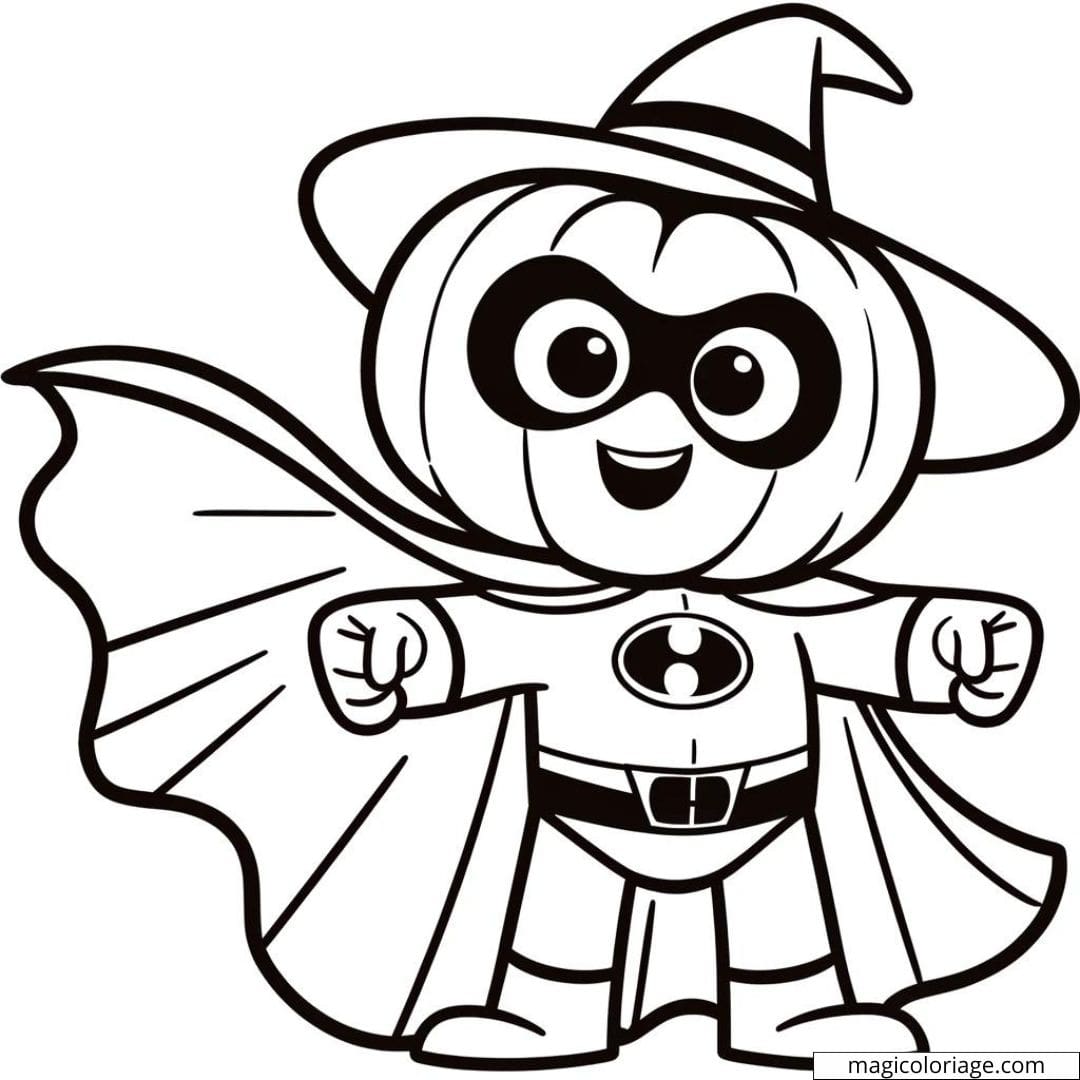 Coloriage Halloween de costume de super-héros d'Halloween pour maternelle