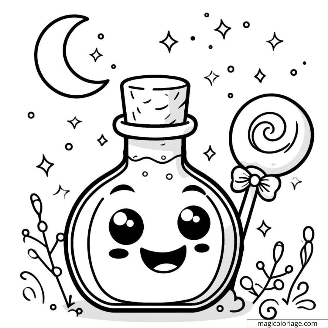 Coloriage Halloween de potion magique pour maternelle