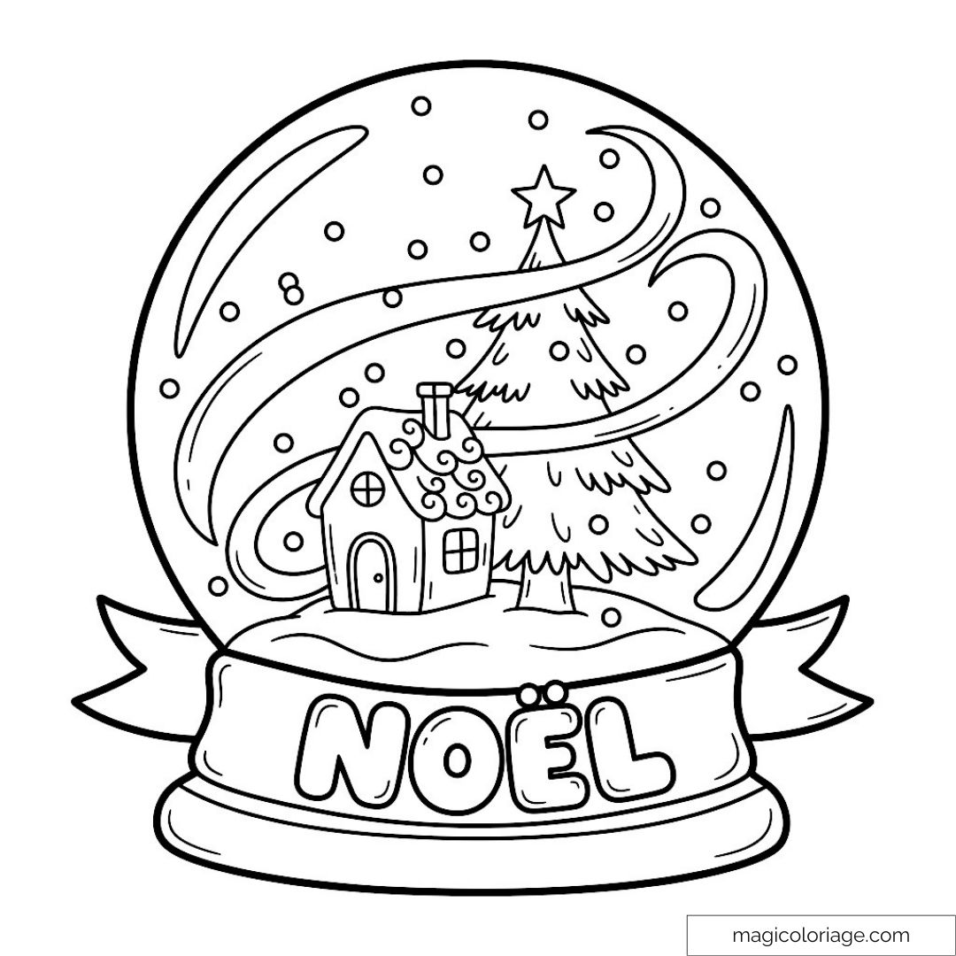 Boule à neige de Noël avec sapin et maison