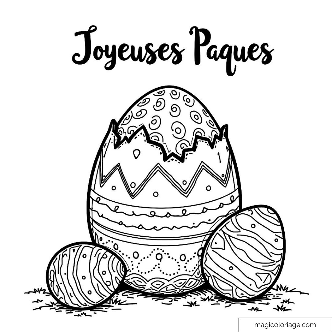 Image d'œufs de Pâques à colorier avec motifs variés