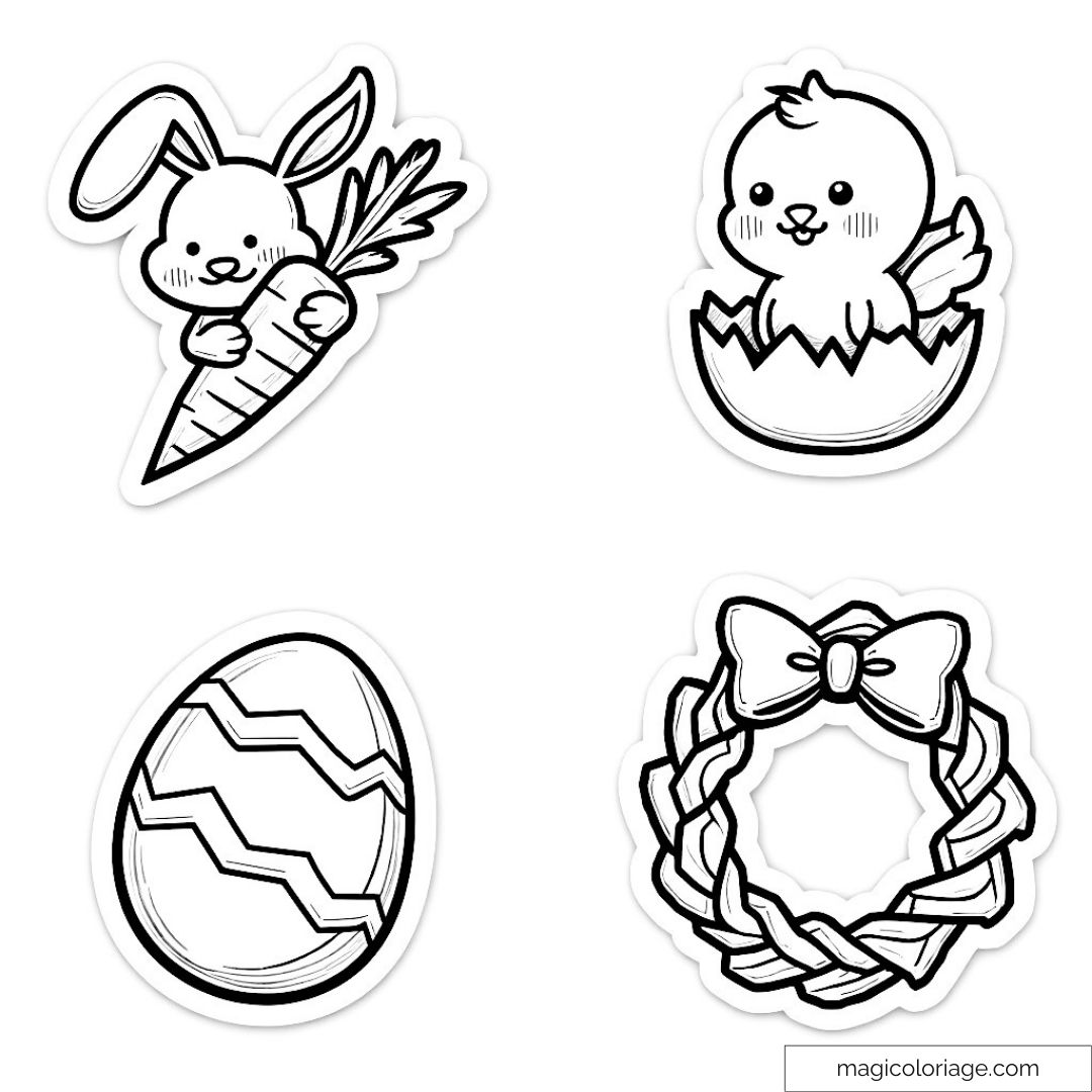Coloriage de Pâques avec lapin