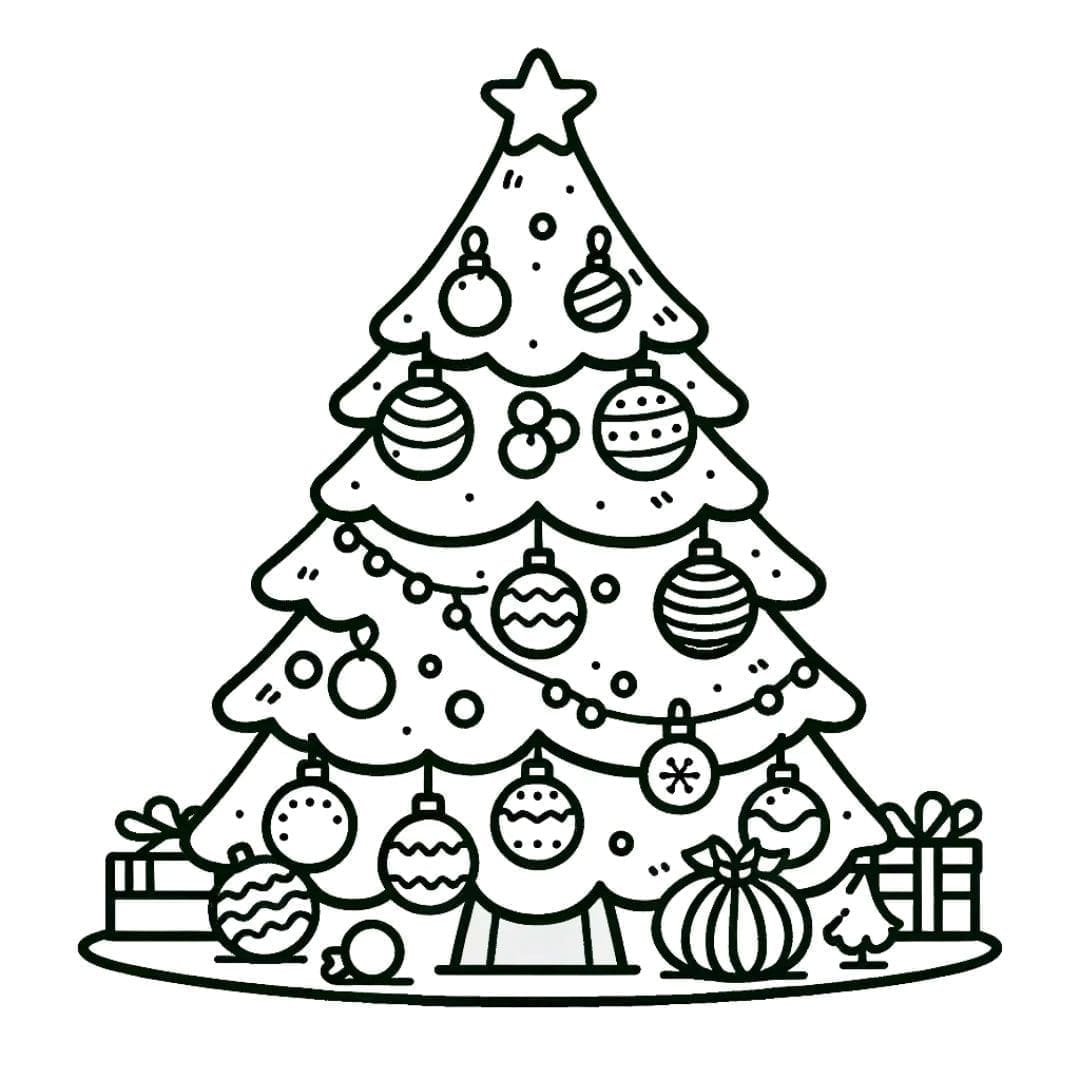 Sapin de Noël simple et facile à colorier pour enfants