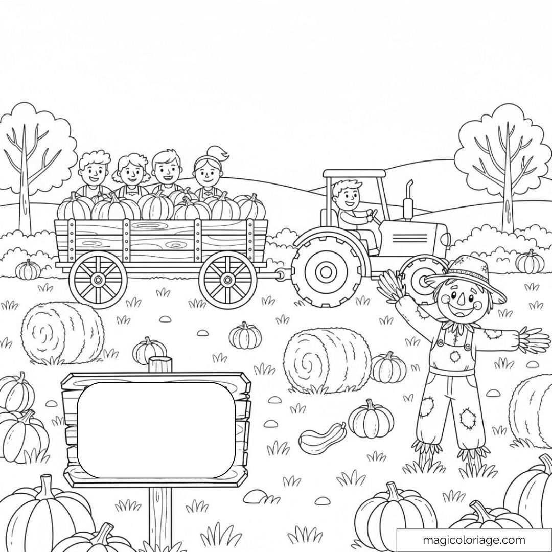 Dessin en noir et blanc de tracteur