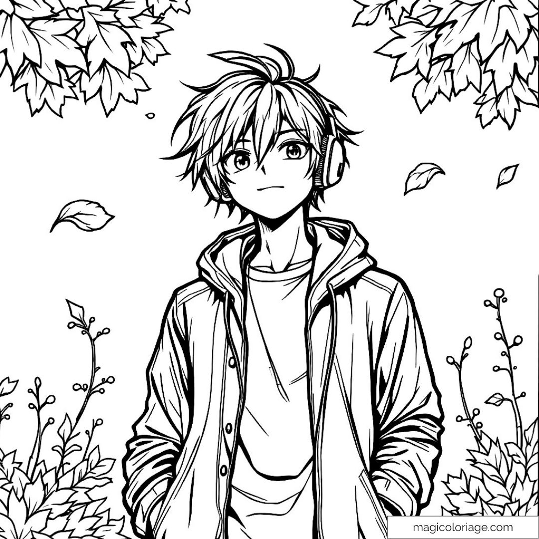 Adolescent portant des écouteurs et un hoodie
