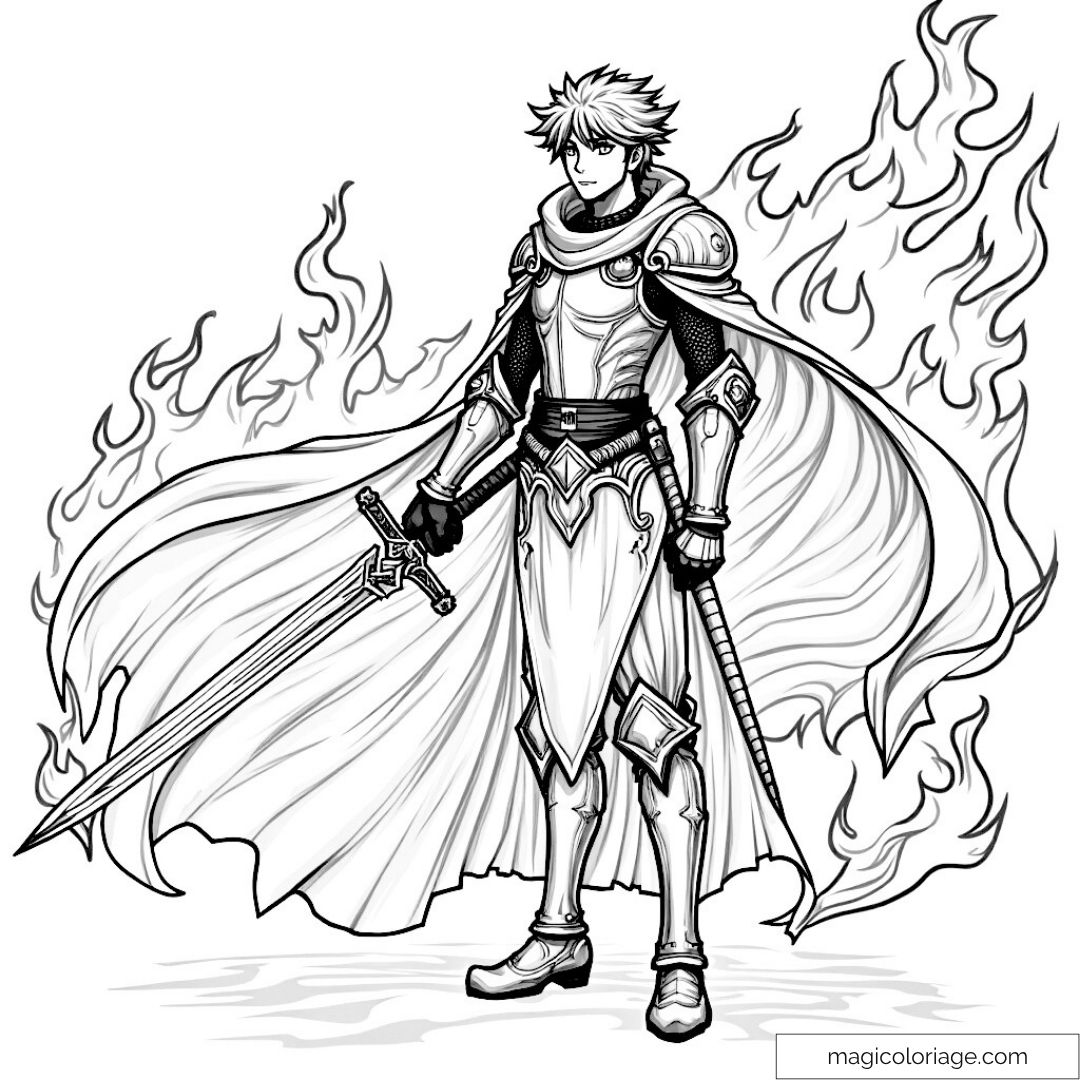 Chevalier en armure avec cape et épée