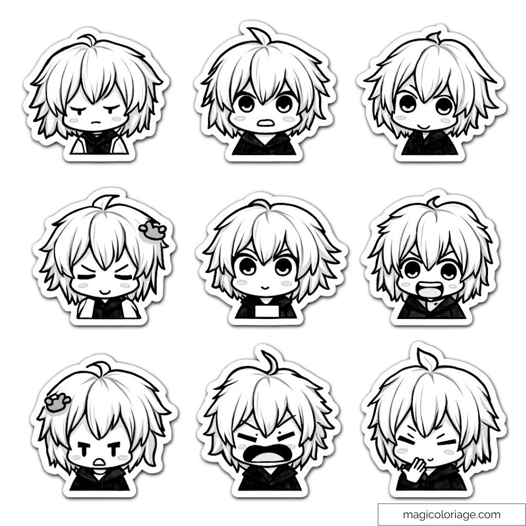 Émoticônes manga mignons à colorier