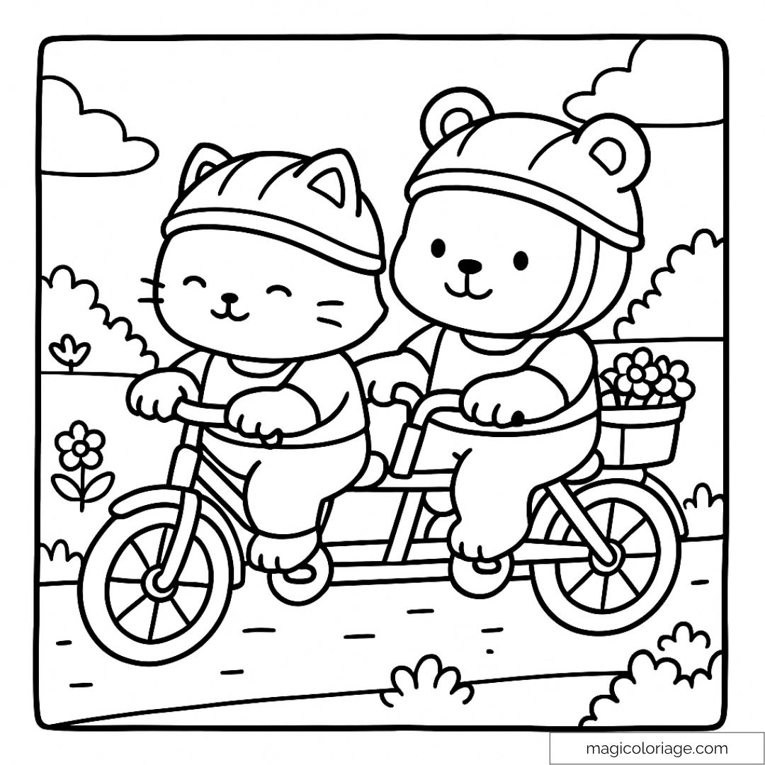 Deux animaux mignons en casque