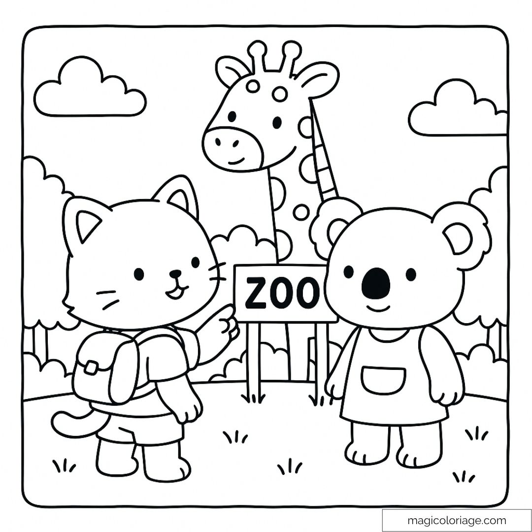 Animaux de zoo à colorier: chat