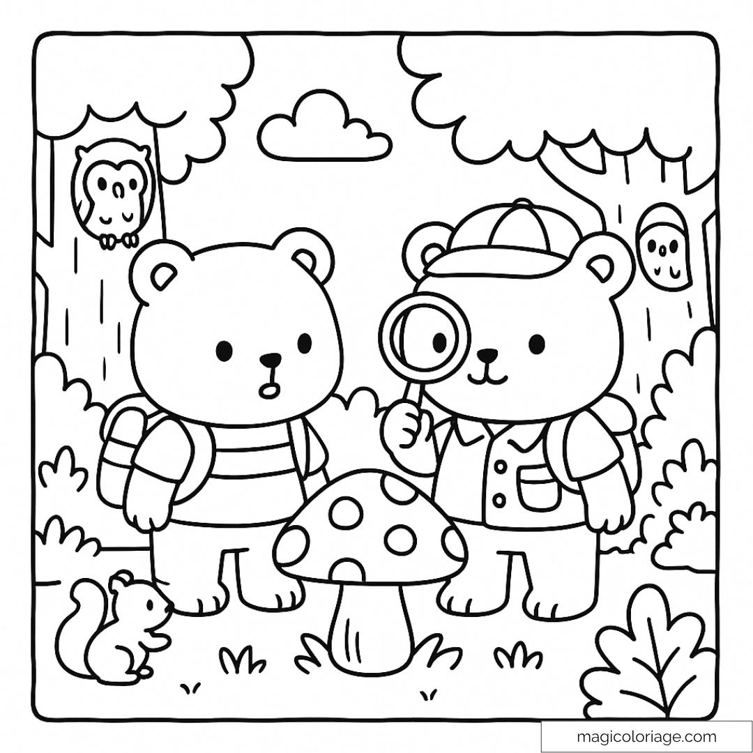Ours explorateurs en forêt