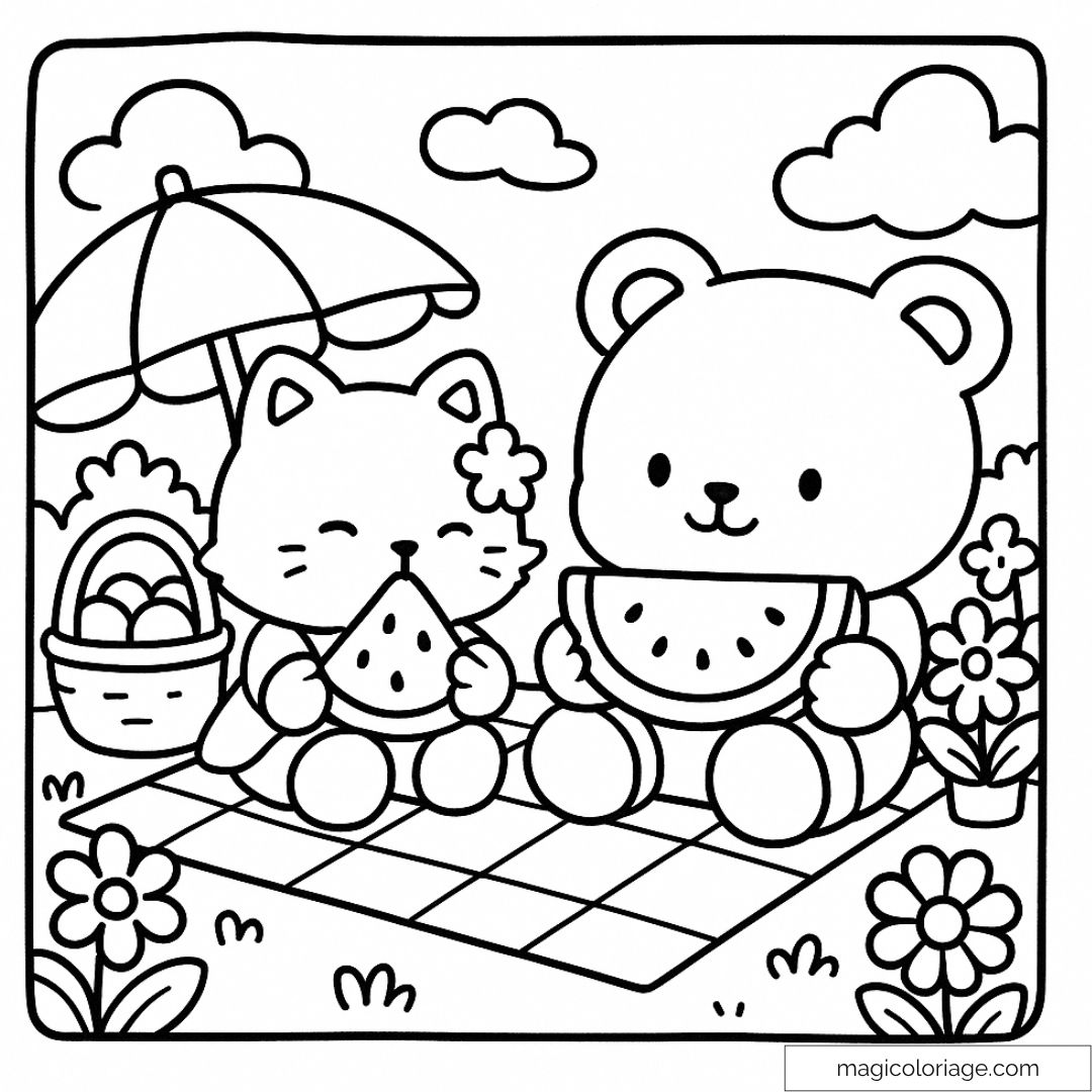 Coloriage chat et ours