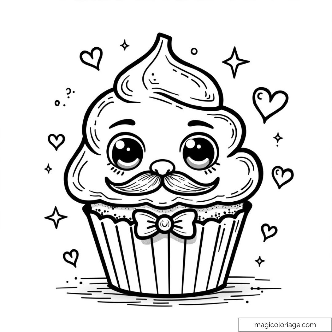 Dessin de cupcake avec moustache
