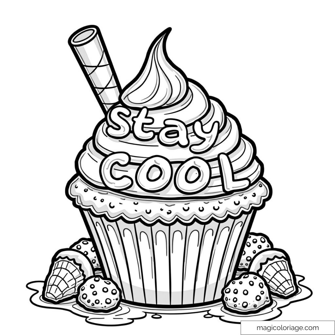 Image d'un cupcake avec texte "Stay Cool"