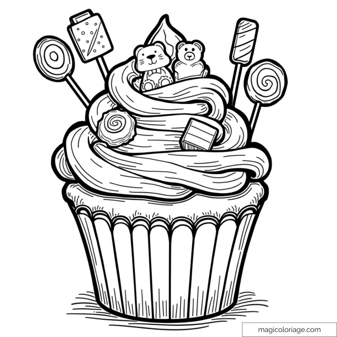 Cupcake à décorer avec oursons et sucreries variées