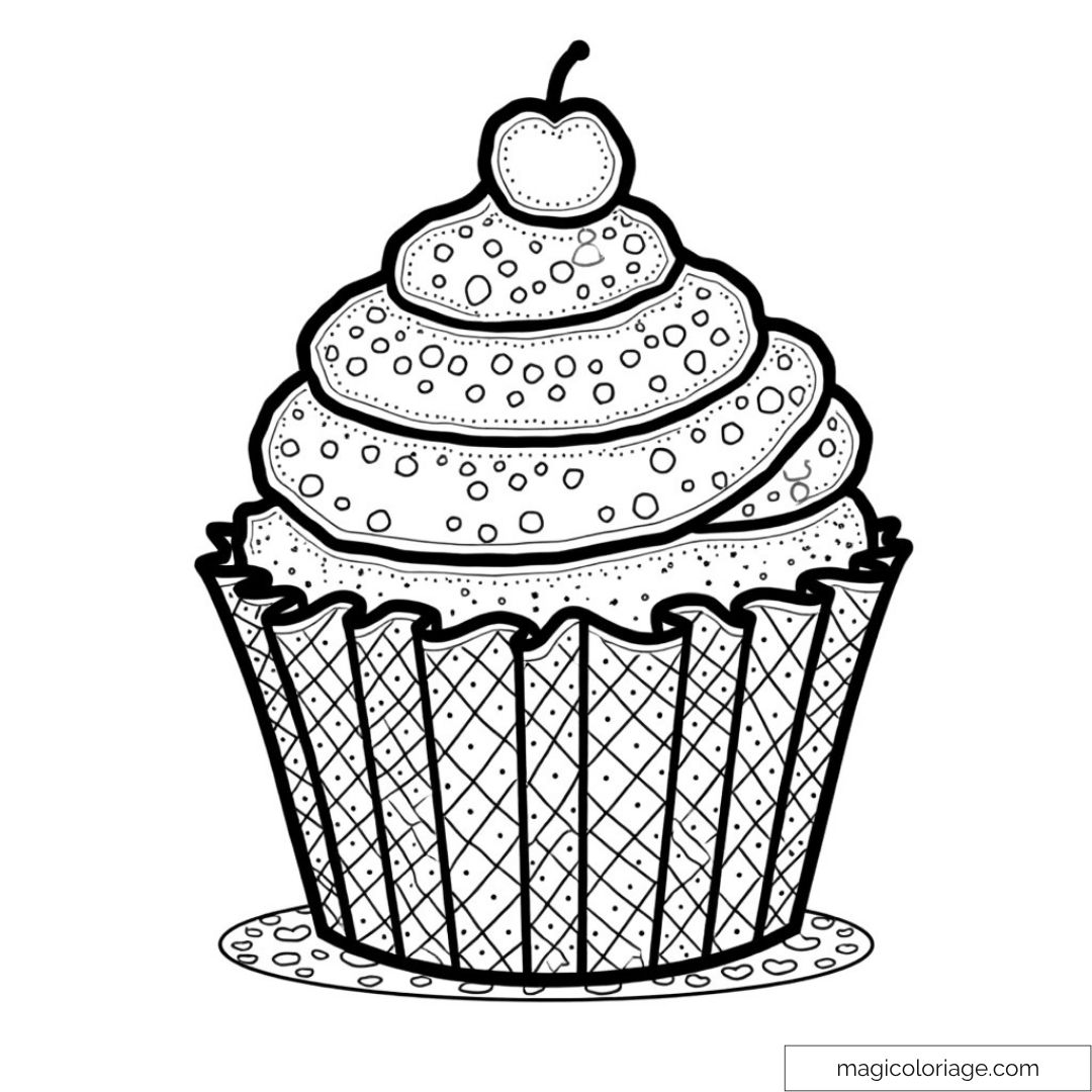 Illustration détaillée d'un cupcake avec cerise