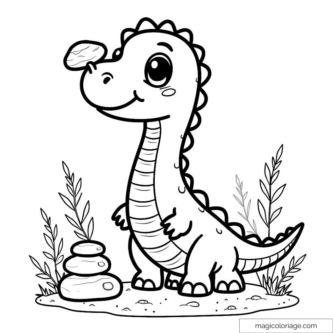 Coloriage dinosaure mignon