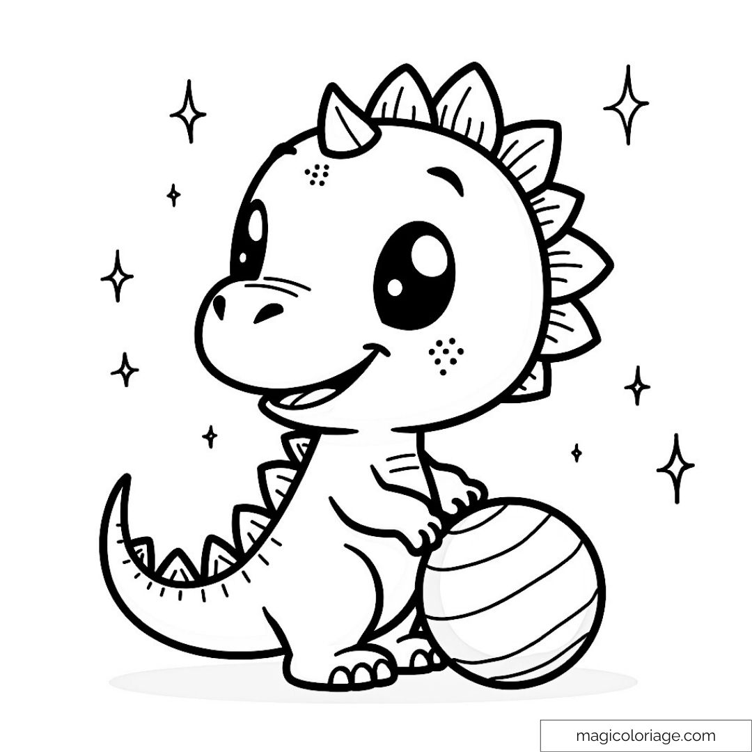 Bébé dinosaure mignon avec ballon