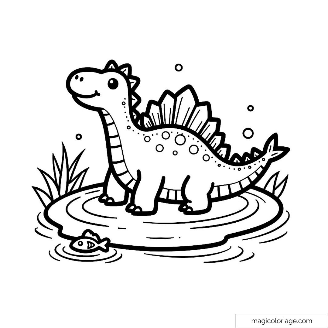 Dinosaure sur une mare