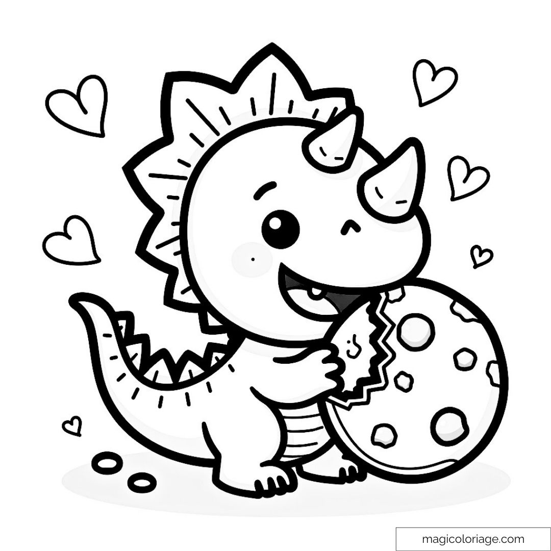 Petit dinosaure tenant un œuf