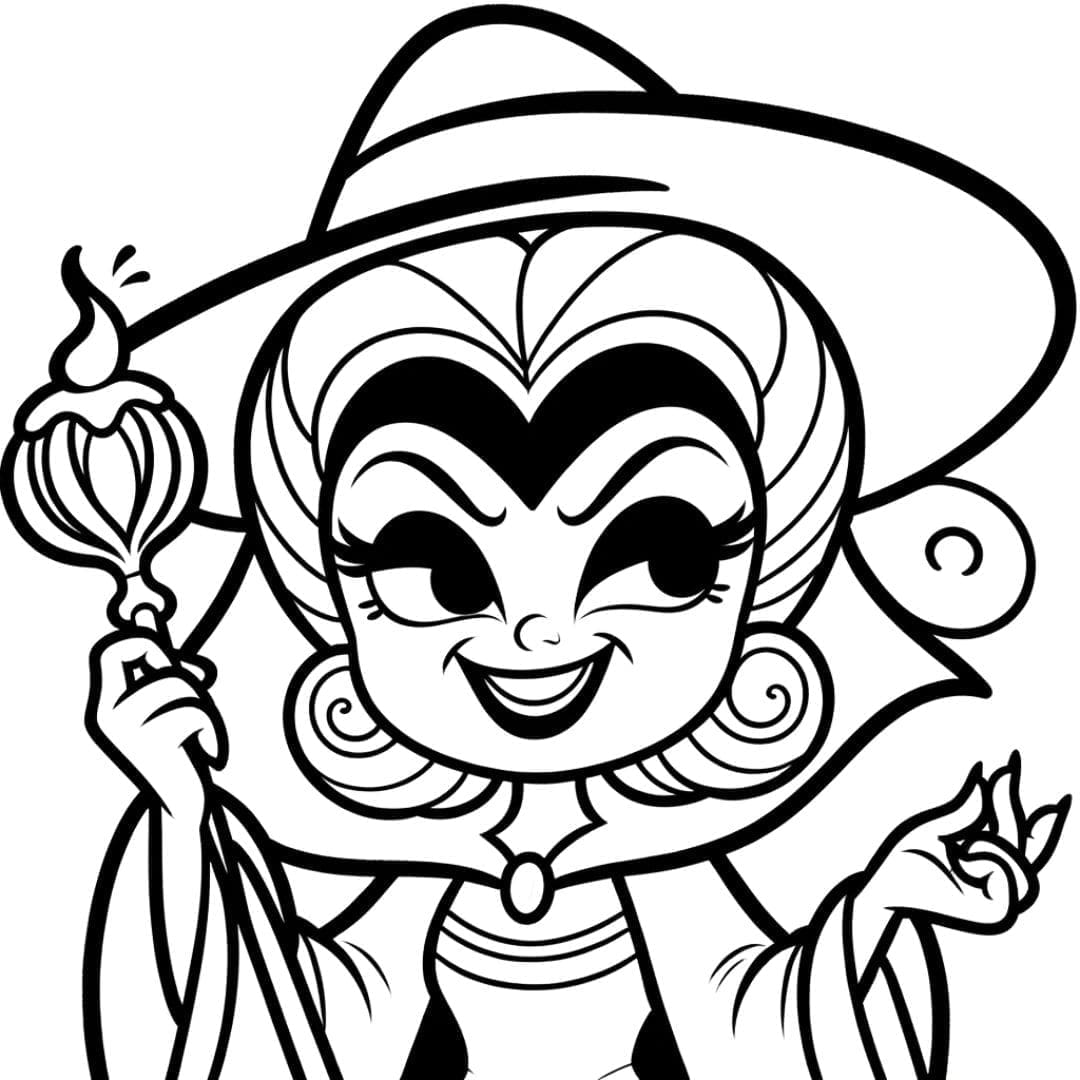 Dessin à colorier de vilains de conte de fées en style kawaii.