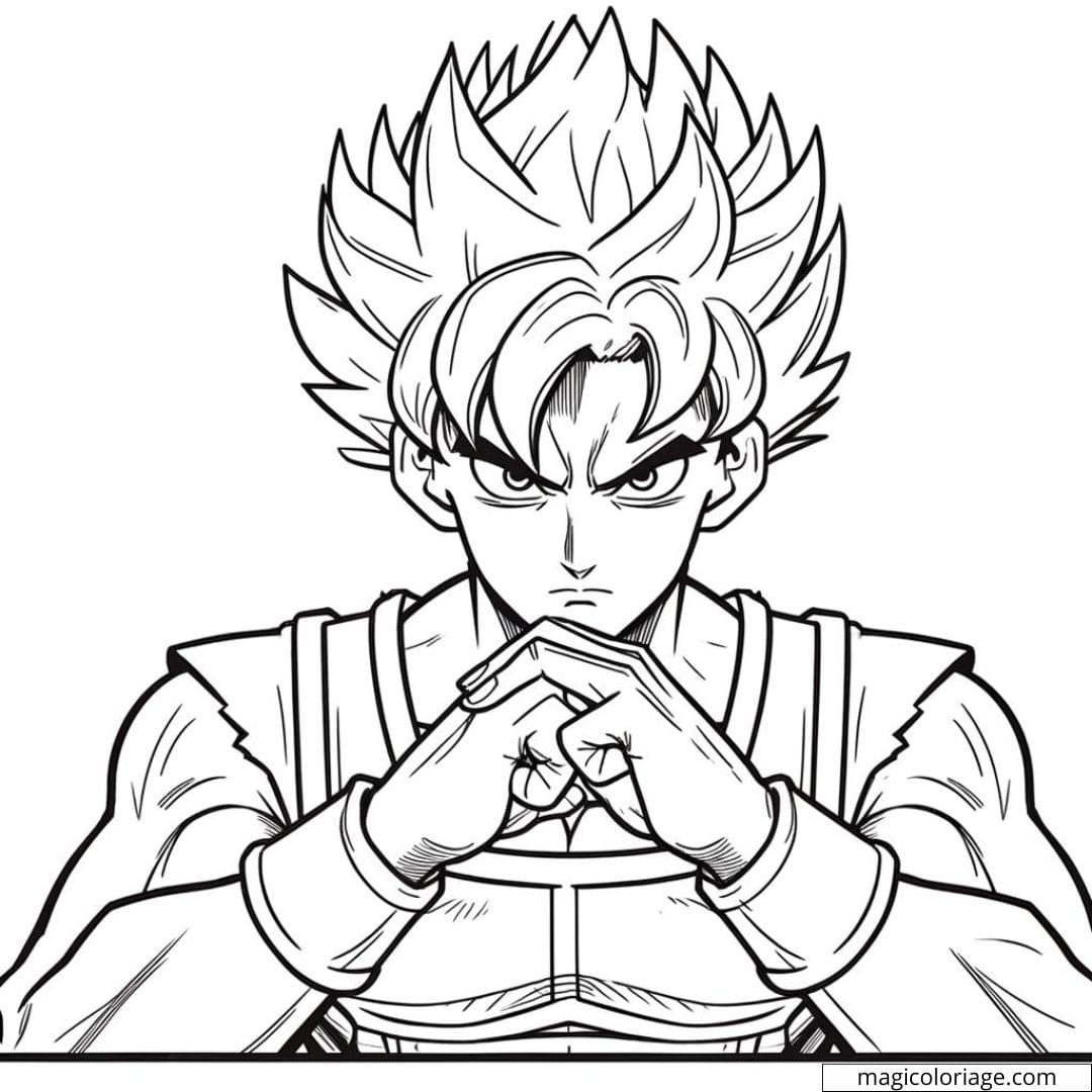 Coloriage Super Sayan adolescent concentré