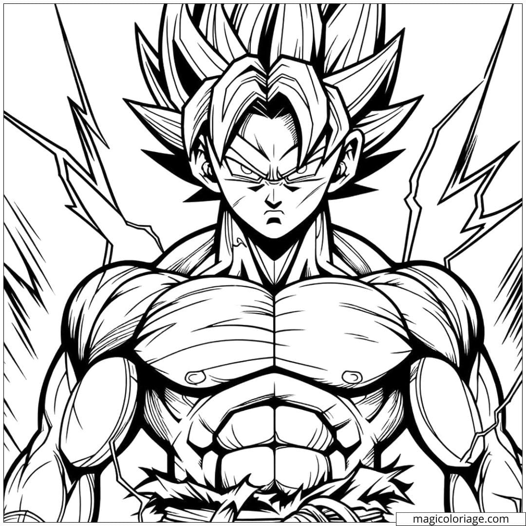 Coloriage Super Sayan avec des éclairs autour de lui (SSJ2)