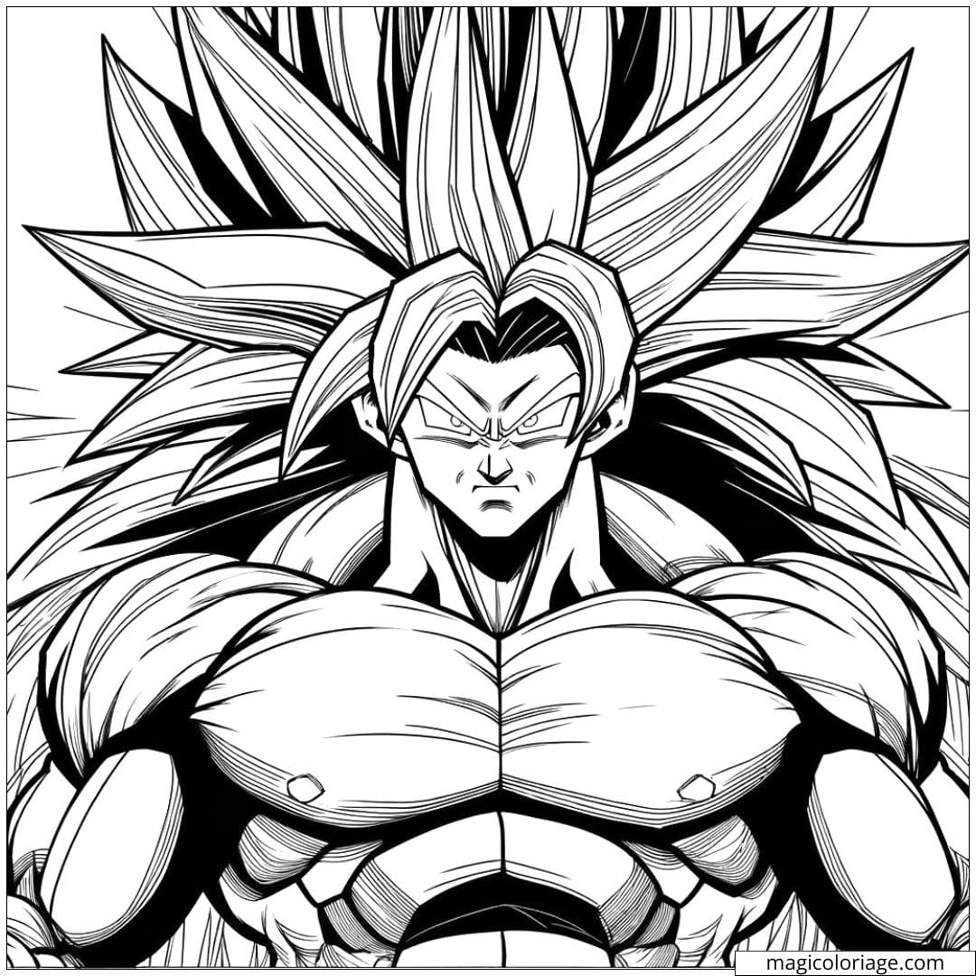 Coloriage Super Sayan en pleine transformation (SSJ3)