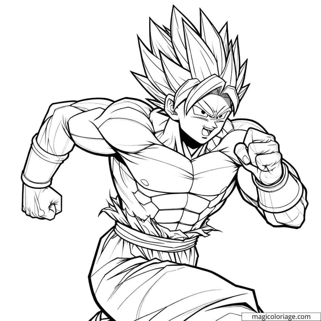 Coloriage Super Sayan en train de courir