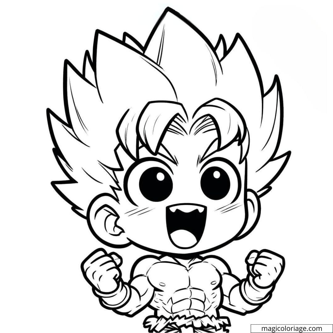 Coloriage Super Sayan enfant avec cheveux en pointe