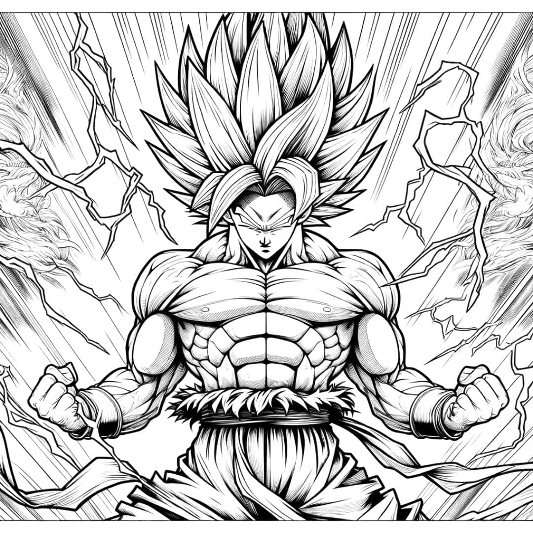 Dessin à colorier de la transformation d'un Super Guerrier