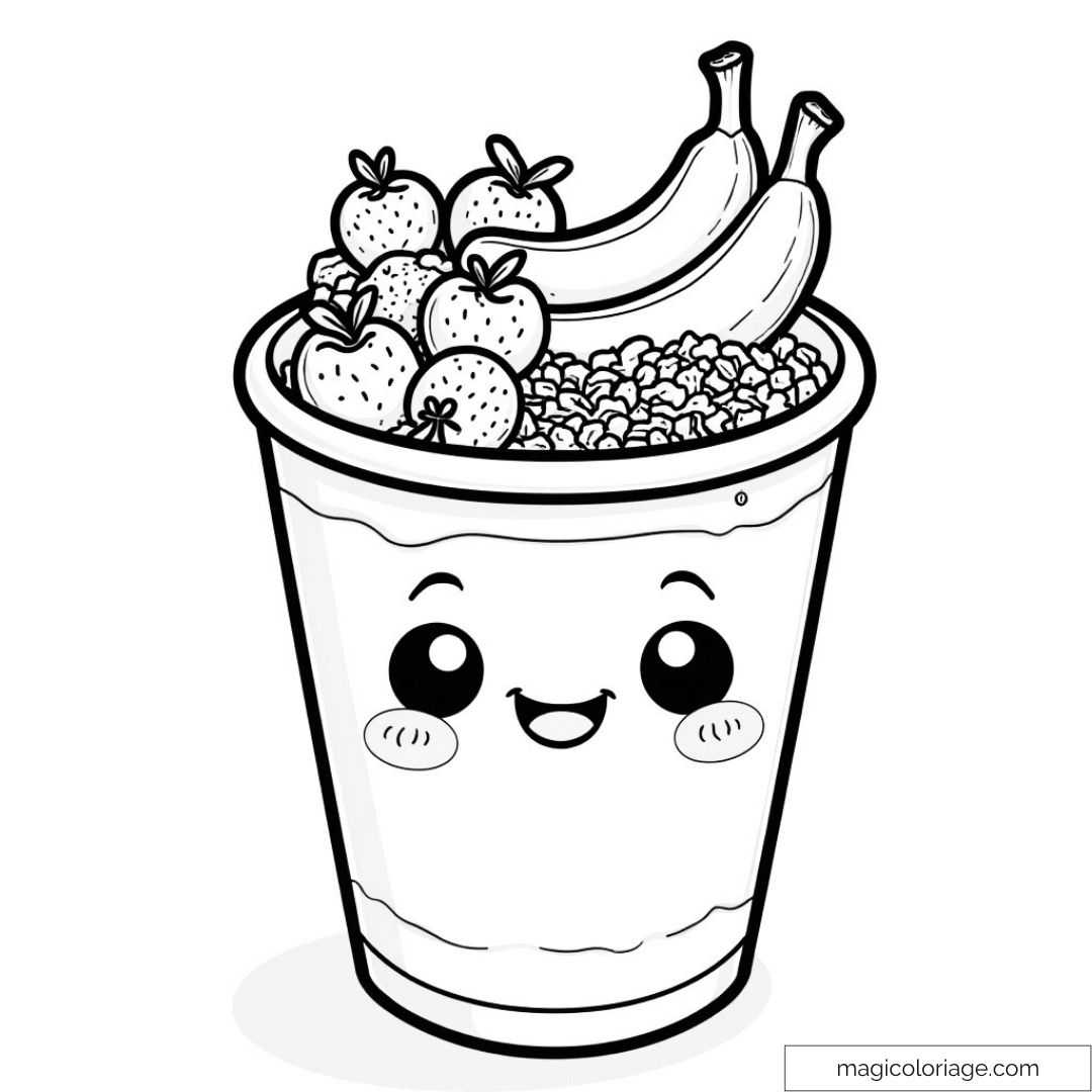 Smoothie souriant avec bananes et fraises