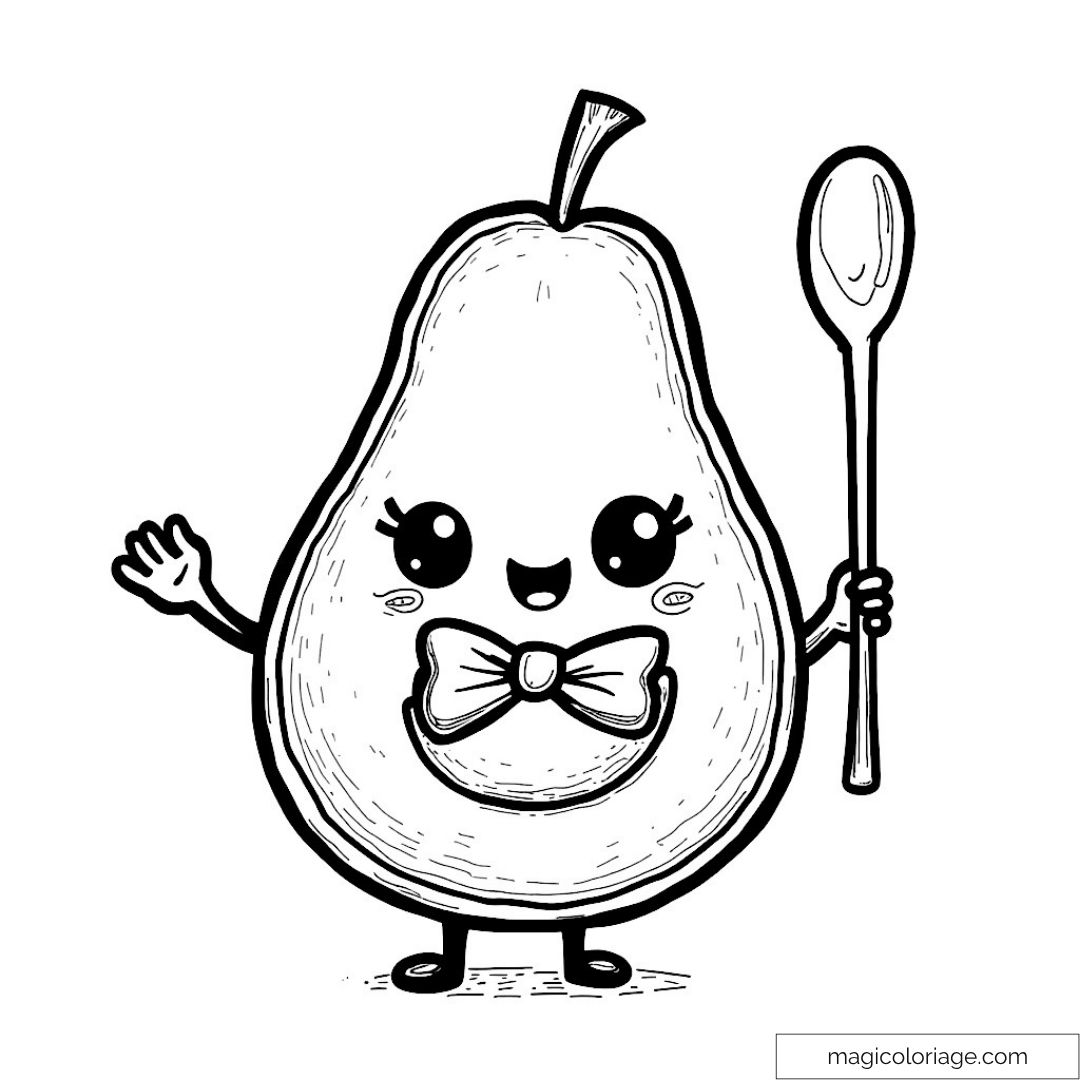 Poire souriante avec cuillère