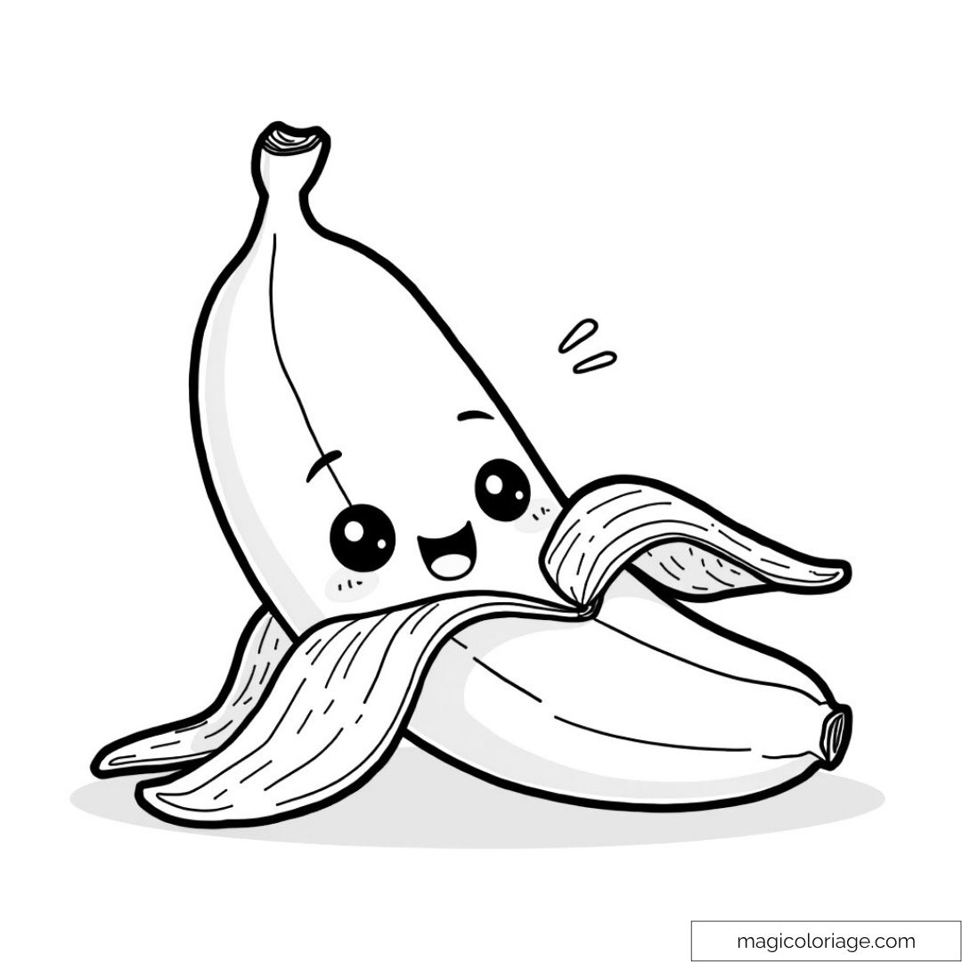Banane dessinée avec visage souriant