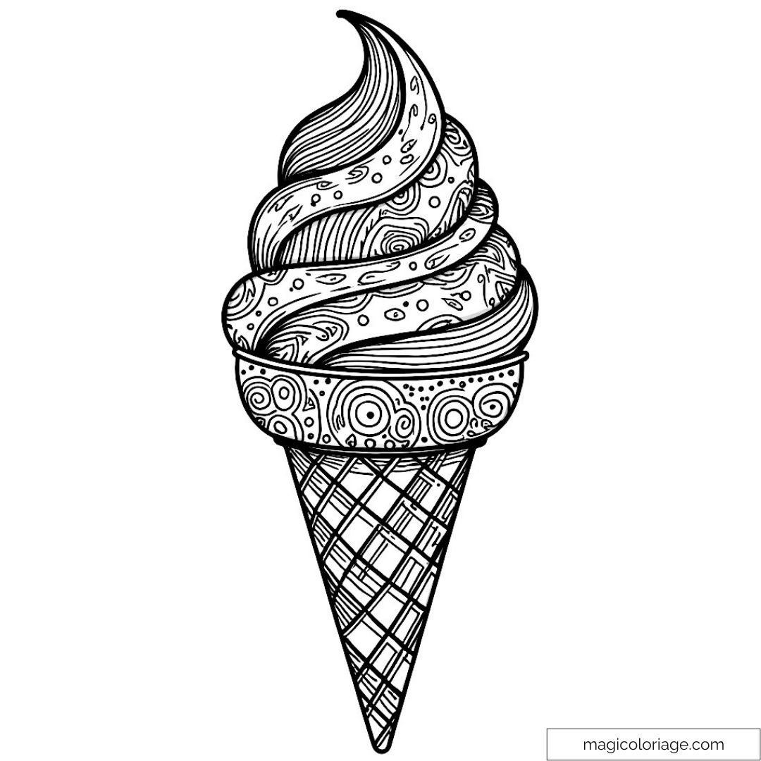 Glace à l'italienne avec motifs complexes à colorier.